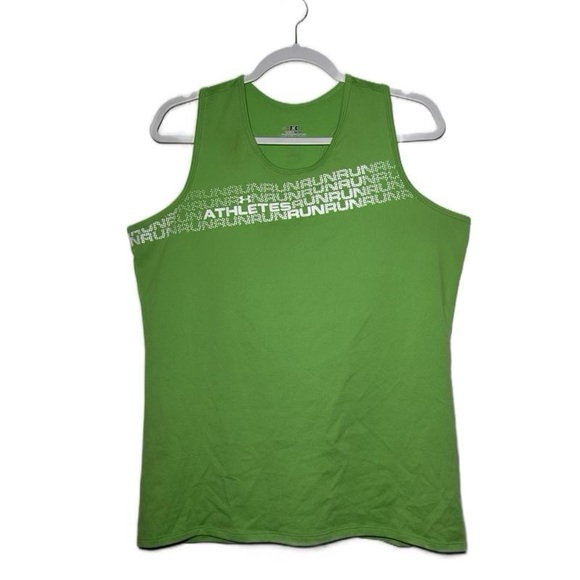 Under Armour HeatGear Green "RUN" Graphic Tank Top Vibrant Green Athletic size L - Picture 1 of 11